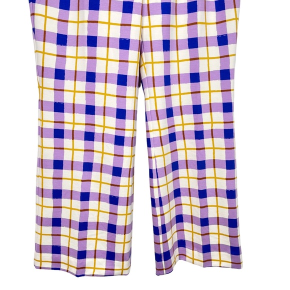 Anthropologie NWOT Maeve Susanna Flare Pants Medium Petite Crop Purple Plaid - Picture 9 of 16